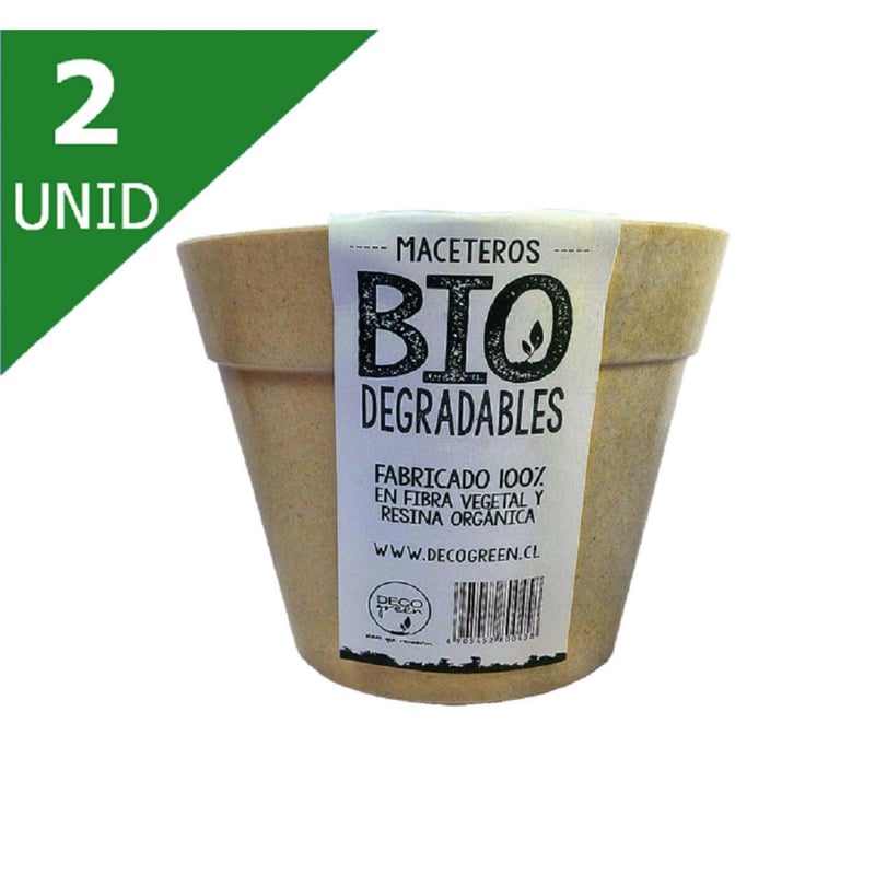 DECOGREEN - Set de 2 Maceteros Biodegradables Redondo Blanco