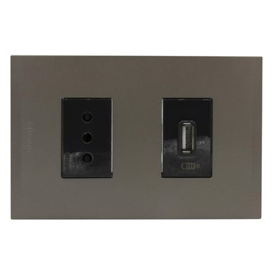 Cargador usb a+Toma 10a ant pl1+1p terra nbile