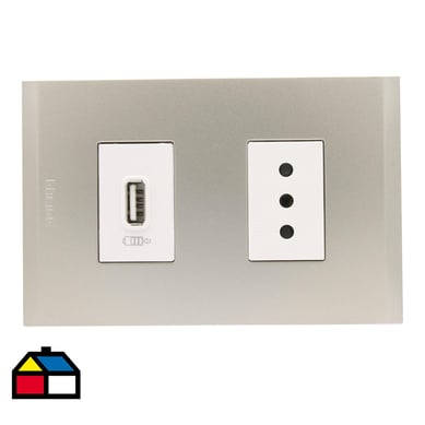 Cargador usb a+ Toma 10a blanco pl1+1p perla nbile