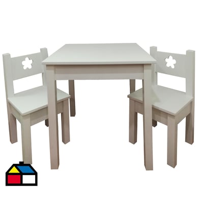 Mesa infantil con 2 Sillas Blanco Flor