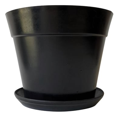 Set de Macetero y Plato Biodegradable Clsico Negro