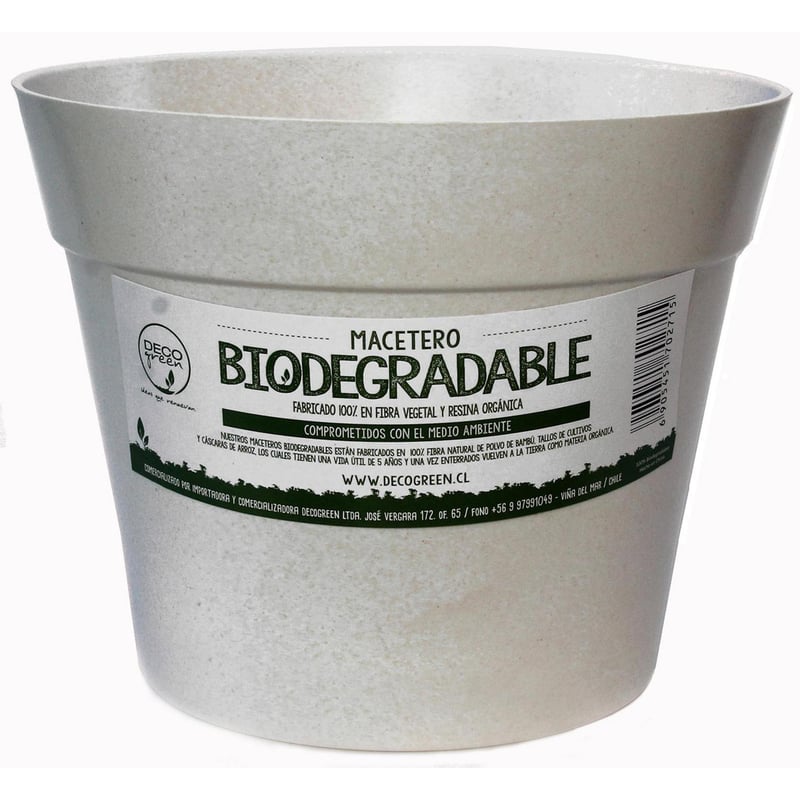 DECOGREEN - Set de 4 Maceteros Biodegradables Clásico, 2 Negros y 2 Blancos