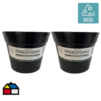 Set de 2 Maceteros Biodegradables Clsico Negro