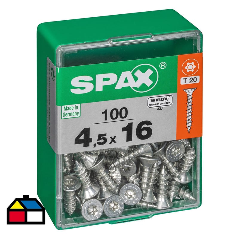 SPAX AMERICAN SCREW - Tornillo spax cabeza plana torx wirox 4,5x16 100Pz