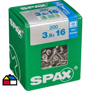 Tornillo spax cabeza plana torx inoxidable 3,5x16 200Pz