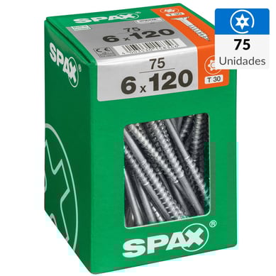 Tornillo spax cabeza plana torx wirox 6x120 75Pz