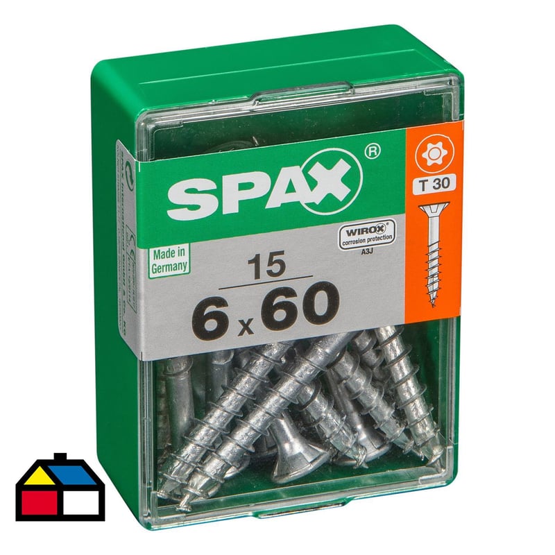 SPAX AMERICAN SCREW - Tornillo spax cabeza plana torx wirox 6x60 15Pz