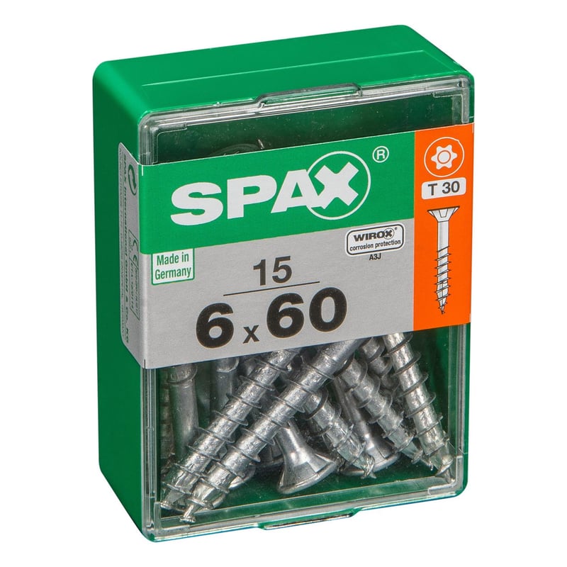 SPAX AMERICAN SCREW - Tornillo spax cabeza plana torx wirox 6x60 15Pz