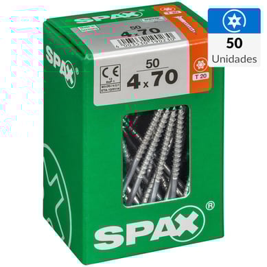 Tornillo spax cabeza plana torx wirox 4x70 50Pz