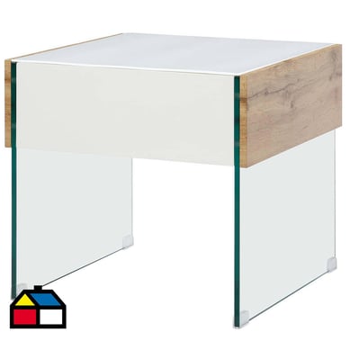 Mesa lateral 55x55x50 cm blanco / madera