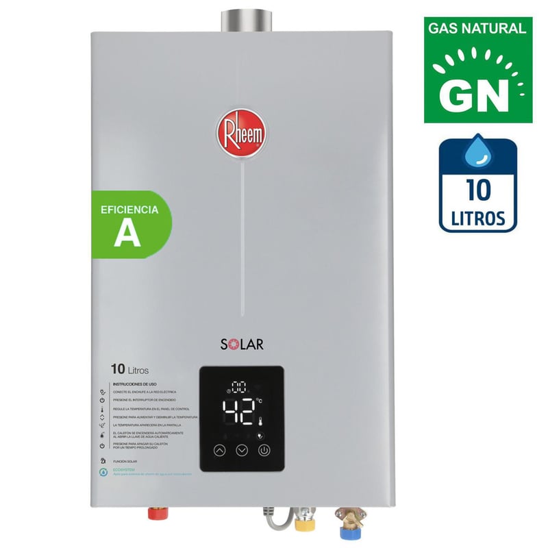 RHEEM - Calefont Gas Natural  Litros Tiro Forzado Ionizado