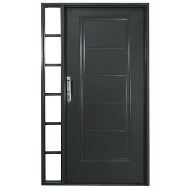 Kit Puerta Exterior Acero galvanizado 80x200 cm 5 Paneles Derecha/Mampara Gris