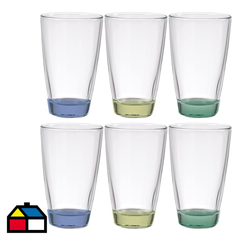 JUST HOME COLLECTION - Display 6 vasos de vidrio 377 ml transparente