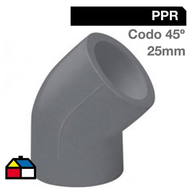 Codo PPR 45 25 mm. Gris