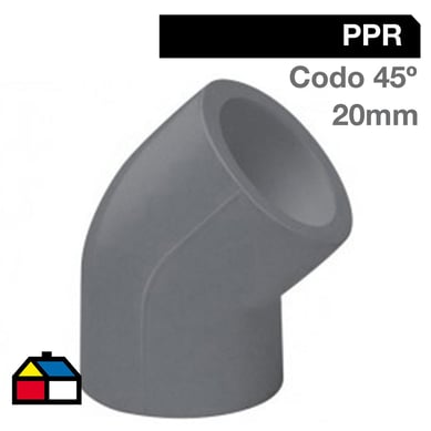 Codo PPR 45 20 mm. Gris