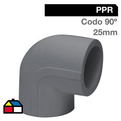 Codo PPR 90 25 mm. Gris