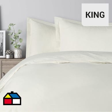 Funda de plumn lino beige king