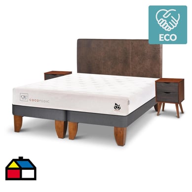 Cama europea Cocopedic 2 plazas  + Muebles