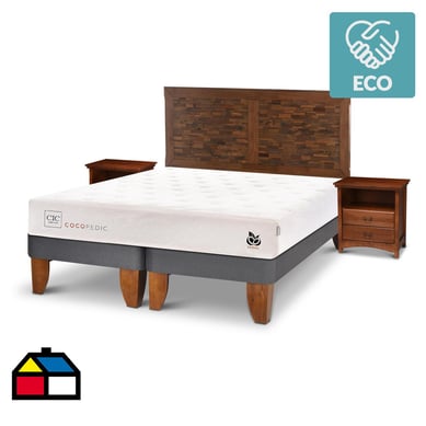 Cama europea Cocopedic 2 plazas  + Muebles