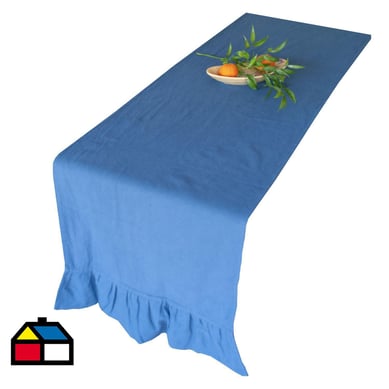 Camino de mesa 40X180 cm azul algodn