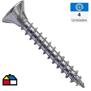 Tornillo madera aglomerada #10[5.0]x75 zincado brillante 4unid