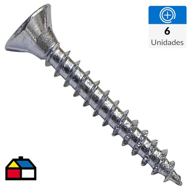 Tornillo madera aglomerada #8[4.0]x45 zincado brillante 6unid