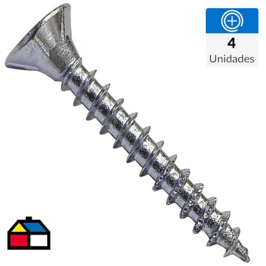 Tornillo madera aglomerada #10[5.0]x100 zincado brillante 4unid