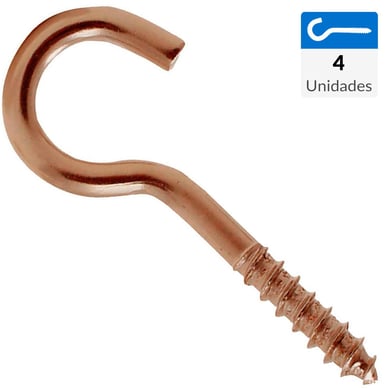 Cancamo abierto rosca madera  N3 x 44 cobrizado  4unid