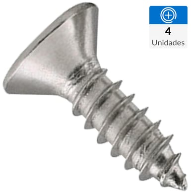 Tornillo madera cabeza plana  ph 3 x 1/2 plata 4unid