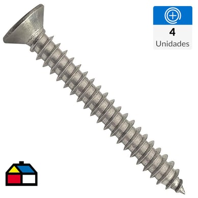 Tornillo madera cabeza plana 10 x 3/4 inox 4unid