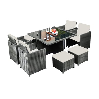 Juego de Comedor de Terraza Amsterdam 8 Personas Gris/Beige