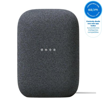 Parlante Google Nest audio charcoal con asistente de voz.