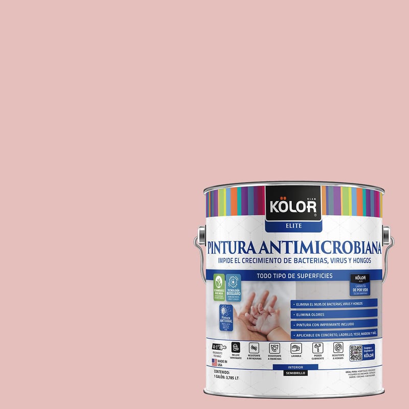 KOLOR - Pintura Antimicrobiana Semibrillante 1 galón(es) Rosado Agrigento