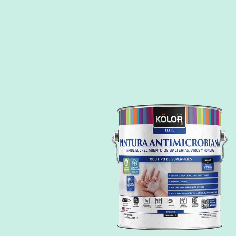 KOLOR - Pintura Antimicrobiana Semibrillante 1 galón(es) Verde Pangasinan