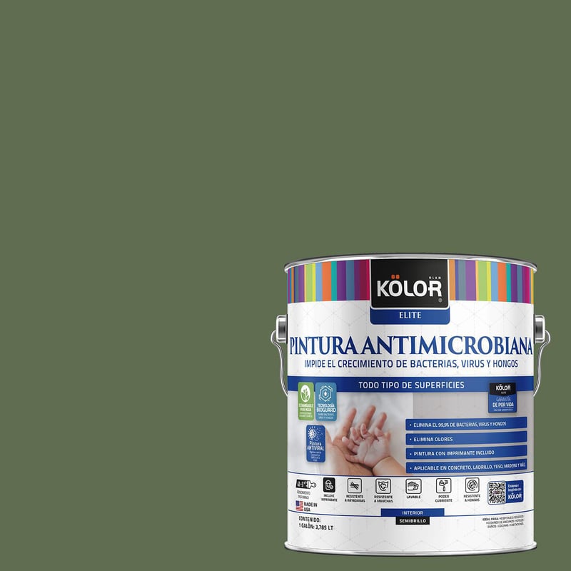 KOLOR - Pintura Antimicrobiana Semibrillante 1 galón(es) Verde Tirupati