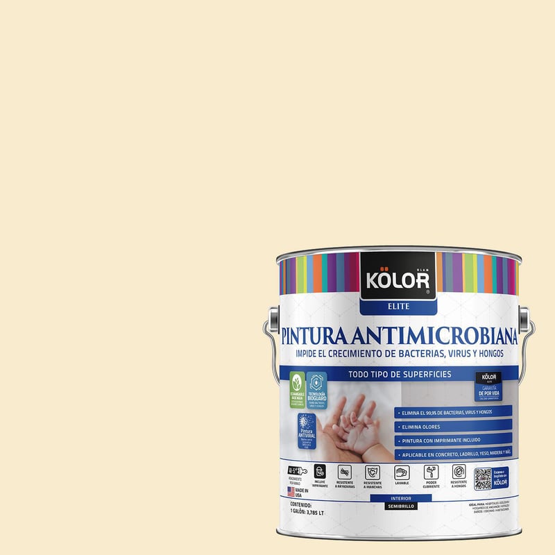 KOLOR - Pintura Antimicrobiana Semibrillante 1 galón(es) Beige Chumfon