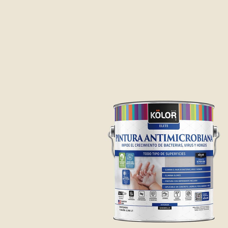 KOLOR - Pintura Antimicrobiana Semibrillante 1 galón(es) Beige Agra