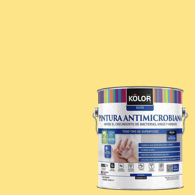 KOLOR - Pintura Antimicrobiana Semibrillante 1 galón(es) Amarillo Gomel