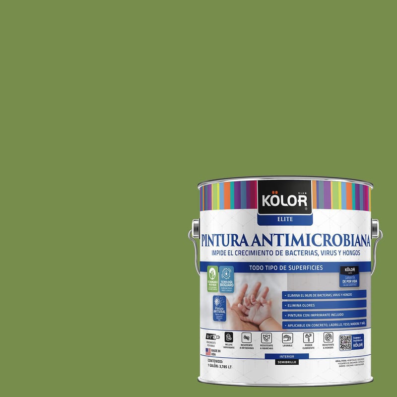 KOLOR - Pintura Antimicrobiana Semibrillante 1 galón(es) Verde Tánger