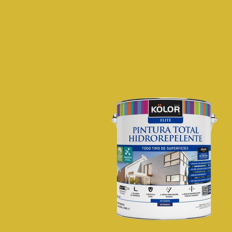 KOLOR - Pintura Hidrorepelente Satinado 1 galón(es) Amarillo Fukuoka