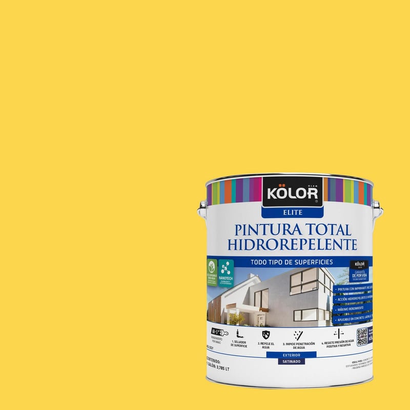 KOLOR - Pintura Hidrorepelente Satinado 1 galón(es) Amarillo Molise