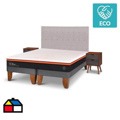 Cama europea Bee Comfort King  + Muebles