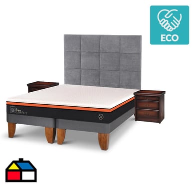 Cama europea Bee Comfort King  + Muebles