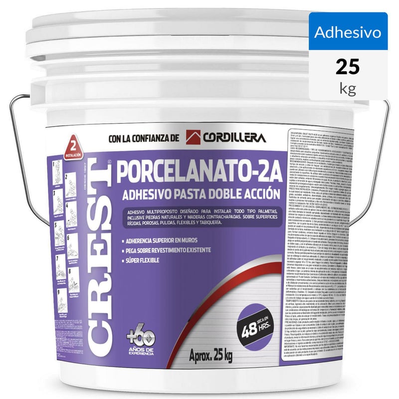 CREST - Adhesivo Porcelanato Muro Superficie Flexible 25 kg