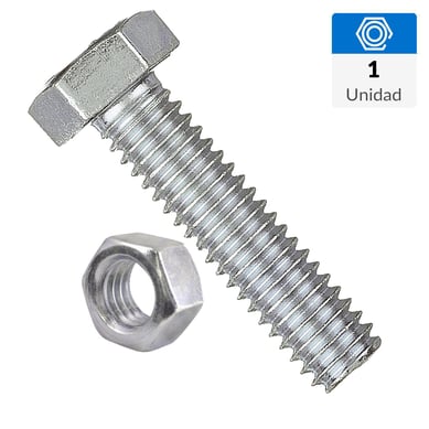 Perno hexagonal mtrico 8.8 c/tuerca M12 x 30 mm zincado 1 unid