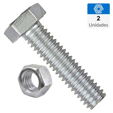 Perno hexagonal mtrico 8.8 c/tuerca M6 x 30 mm zincado 2 unid