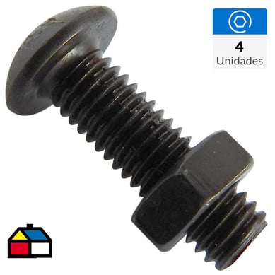 Perno cabeza boton M3 x 20 mm c/tuerca pavonado negro  4u