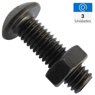 Perno cabeza boton M4 x 8 mm c/tuerca pavonado negro  3u