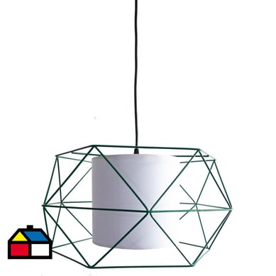 Lmpara de colgar Hexagonal 1 luz verde