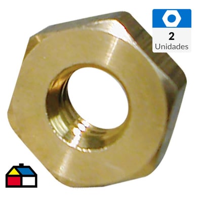 Tuerca hexagonal bronce unc 1/4 2 unid